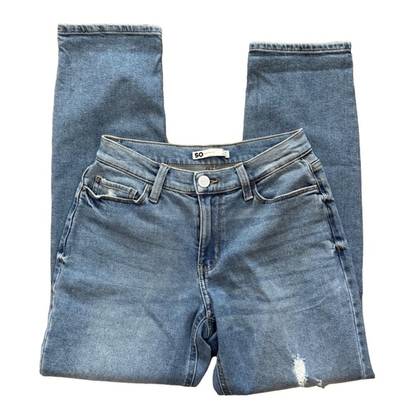 SO🌺 Women’s Low-Rise Distressed Boyfriend Jeans 👖🔥😎 Size 3 - Picture 3 of 14